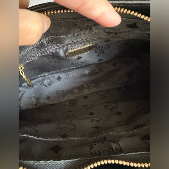 MCM Soft Grain Leather Hobo Shoulder Bag, Black with Gold Hardware, EUC - Picture 10 of 16